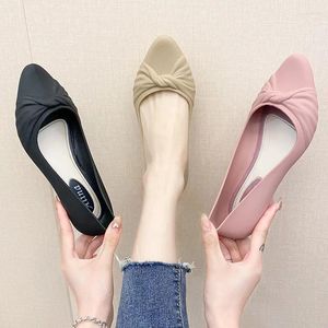 Dress Shoes Ladies Casual Slip-on Waterproof PVC Shallow Low Heel Pointed Toe Loafers Woman Work Footwear Pumps