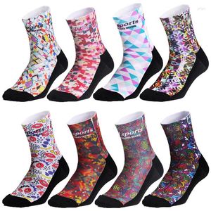 Sports Socks Men Women Combed Cotton Cycling Printing Pattern Breathable Bike Bicycle MTB Running Basketball Sport