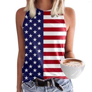 Women's Tanks Suitable Vest For Womens Crewneck Sleeveless Independence Day Print Tank Tops Slim Fit Basic T Shirts Beach Women