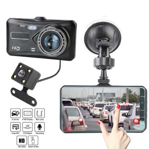 Other Electronics Car DVR Video Recorder Dashcam 4 Inch 1080P Dash Cam Gsensor WDR Touch Screen Dual Lens Camera Automotive Electronic J230427