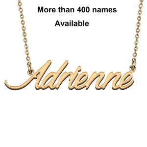 Catene in corsivo con lettere iniziali con nome, collana per Adrienne, festa di compleanno, anno di Natale, laurea, matrimonio, regalo di San Valentino