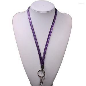 Schlüsselanhänger rund um Bling Crystal Strass Leder Umhängeband Lanyard für Ausweis Schlüsselhalter Business ID/Schlüssel oder Brille