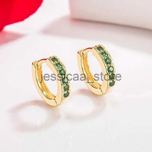 Stud 14k Gold Emerald Jewelry Colds For Samile Single Row Pełna klamra wiertła Aros Mujer Oreja Real 14 K Żółte złoto Orecchini J231127