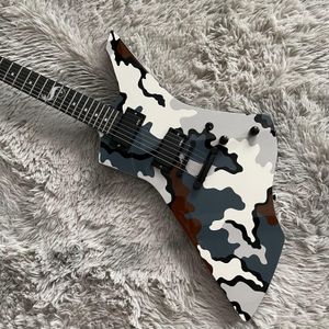 In Stock Ltd Snake Byte James Hetfield Signature Camo Chitarra elettrica Scatola batteria da 9 V, Pickup EMG Cina, Hardware nero