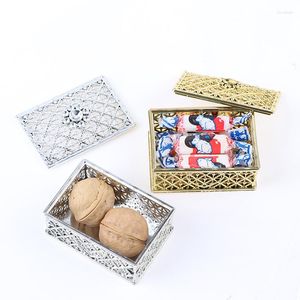 Present Wrap 1pc Mini Plastic Hollow Gold Foil Cake Chocolate Candy Box Wedding Favor Marriage Baby Shower Party Event Supplies