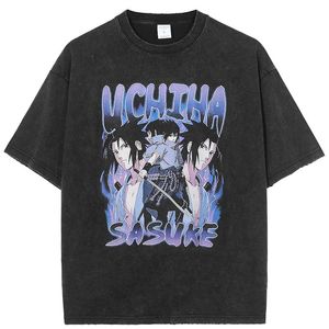 T-Shirt Anime Uchiha Sasuke T-Shirt Hommes/Femmes Harajuku Streetwear Vintage Imprimé T-shirts Surdimensionnés Coton Été Casual T-shirts CS765