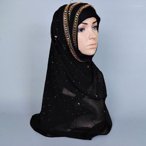 Шарфы 120 шт./Много простых женщин арабские высококачественные кристалл с блестящими хлопковыми смесями шарф Шал