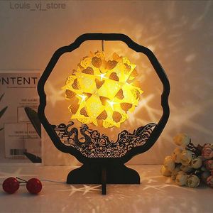 Night Lights Chinese Old Palace Style Paper Night Light DIY Creative Gift Good es Traditional Paper Carving Lamp YQ231127