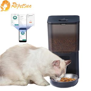 Matning av Tuya WiFi 3.5L Automatisk husdjursmatare Smart Dry Food Dispenser för katter Dogs timer rostfritt stål Bowl Auto Pet Slow Food Feeder