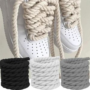 Acessórios para peças de sapatos 2pcs 120 160cm de espessura linha de algodão tecelagem corda torcida ousada shoelace homens tênis de baixa tela.