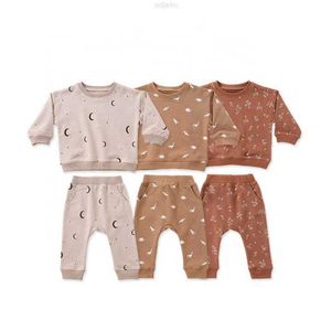 Completi di abbigliamento Felpe a maniche lunghe Pullover Pantaloni abbinati Bambino Unisex Inverno Autunno Vestiti caldi 2 pezzi Felpa con cappuccio Abiti per bambini