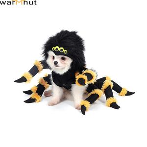 Parka WarmHut New Spider Dog Cat Costumes Divertente animale domestico Halloween Natale Cosplay Abito Outwear Cappotto Abbigliamento Felpa con cappuccio per cuccioli di cane di piccola taglia