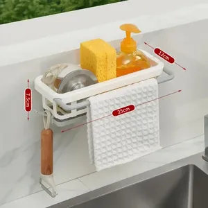 Kitchen Storage Gadgets Rag Sink Holder Rack Drainage Sponge Tools Aluminium Basket Soap