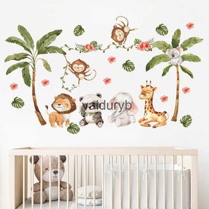 Decorazioni per decorazioni da parete Animali da cartone animato Tree Monkey Africa Adesivi giraffe per bambini camera da letto camera da letto Decorazioni per la casa decalcomanie muralsvaiduryb