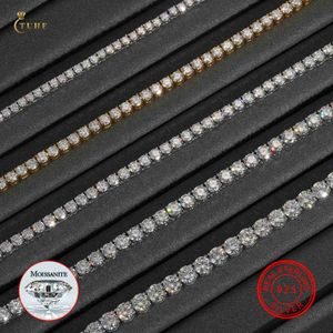 Trendy 3mm 4mm 5mm 6mm 925 prata esterlina d cor vvs esclarecer moissanite diamante agrupamento de tênis colar