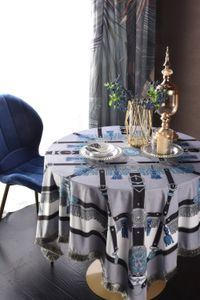 European-Style Tassel Thickened Tablecloth Chenille Printing Fabric Rectangular Table Cloth Round Table Cover Multi-Purpose