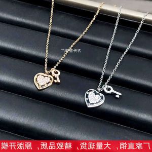 Designer necklaces full diamond heart-shaped necklace female titanium steel fashionable full diamond key small lock love pendant collar necklace