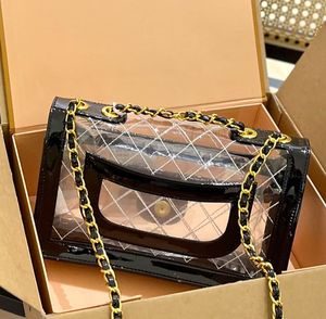 Дизайнерская летняя женская прозрачная сумка из прозрачного ПВХ, пляжная сумка через плечо, желейная маленькая сумка с цепочкой и сумкой через плечо, средневековая сумка 25 см