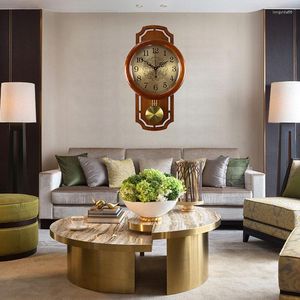 Wall Clocks Bedroom Vintage Clock Big Size Wood Pendulum Classic Quiet Watch Living Room Oriental Art Relojes House Accessories