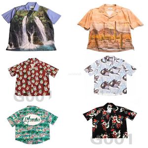 Mens Camisetas Camisas Rhude Pintura a Óleo Camiseta Manga Curta Bounty Hunter Western Cowboy Voltar Carta Imprimir Praia Maré T-shirt Luxurys American Fashio7mmy