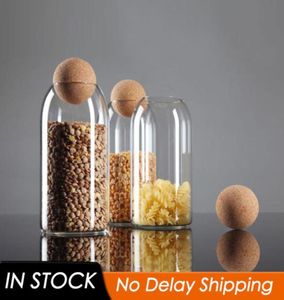 3 Storlek Transparent Spice Jar Glass Sealed Storage Bottle With Round Cork Mason Jar Tea Coffee Storage Tank Food Grains Container T5388270