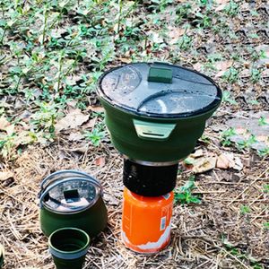 Outdoor Gadgets 2.5L Foldable Pot Camping Cooking Pots Cookware Outdoor Silicone Water Kettle Pan Pot Travel Hiking Picnic Tableware Equipment 231127