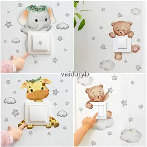 Wand-Dekor, niedliche Giraffe, Bär, Elefant, Stern, Schalter-Aufkleber, Kind, Baby, Schlafzimmer, Dekoration, selbstklebende Tapete für Zuhause, Kind-Abziehbilder, vaiduryb