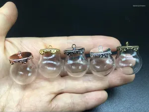 Hänge halsband 20sets 20 mm miniatyr terrarium glas bubbla metall kronbasmagel smycken halsband lanugo injektionsflaska diy önskar flaskor