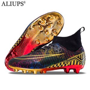 Dress Shoes ALIUPS Size 35-46 Golden Soccer Sneakers Cleats Professional Football Boots Men Kids Futsal for Boys Girl 230426