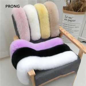 Scarves 100% Real Fox Fur Collar Natural Fur Trim Hoodie Custom Made Fur For Women Coat Hood Decor Strip Luxury Fur Scarf Thick Shawls 231127