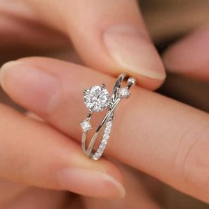 Band Ringe Zarte Silber Farbe Zirkon Ringe Mode Kreative Cosmic Planet Track Kristall Ringe für Frauen Hochzeit Verlobung Schmuck Geschenk AA230426