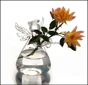 Vasos Home Decor Jardim Clear Angel Vidro Pendurado Vaso Garrafa Terrário Recipiente Hidropônico Planta Pote Diy Presente de Aniversário 2 Tamanhos D6924601