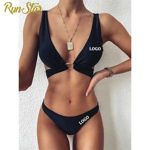 Menas de banho feminina Runstar Summer personalizada mulher sexy feminino de biquíni push-up sutiã de biquíni conjunto de 2 peças de roupas de banho de banho de banho de praia 2021 p230426