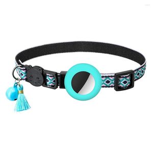 Dog Collars Cat Collar With Bell Adjustable Breakaway Kitten Collars-Safety Buckle For Air Tag Holder Case Pet Green