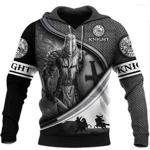 Felpe con cappuccio da uomo Crusader Knights Stampa per uomo Europa e America Abiti vintage Hip Hop Trend Felpe Harajuku Pullover oversize