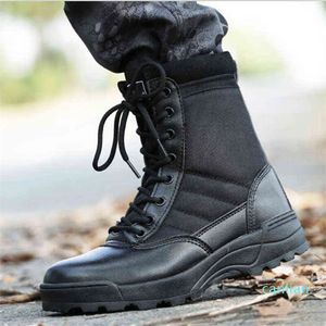 Boots Fashion Men Winter Outdoor Leather Military Breathable Army Combat Plus Size Desert Hiking Shoes