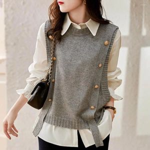 Женские жилеты, модный вязаный стильный топ без рукавов на осень-зиму, мягкий модный пуловер в стиле ретро