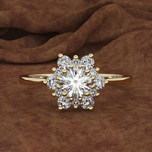 Wedding Rings Luxury Female Snowflake Solid 925 Sterling Silver Crystal Zircon Stone for Women Promise Love Band Jewelry 231124