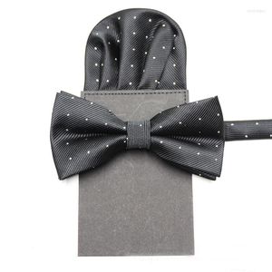 Bow Ties 2 Pcs Business Bowtie Pocket Square Set For Men Bowknot Necktie Tuxedo Suit Accessory Wedding Party