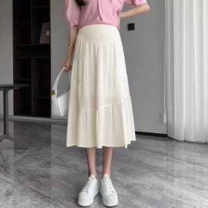 Clothing 1183# Summer Korean Fashion Chiffon Maternity Skirts A Line Elastic Waist Belly Skirts Clothes for Pregnant Women Pregnancy