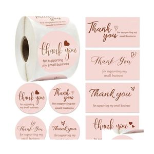 Gift Wrap 50/500Pcs Round Thank You Stickers For Supporting My Small Business Thanks Greeting Cards Candy Bags Paper Seal Label Part Dhvtq