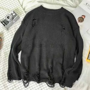 Suéteres femininos homens mulheres streetwear hip hop pullovers jumper moda oversized all-match homens primavera lavagem buraco rasgado malha suéteres zln231127