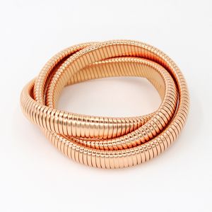 Schwarzes Roségoldsplitter 18 cm 20 cm dreilagiges elastisches Armband Nicht verblassendes Edelstahlarmband HipHop für Frauen Mädchen Elementschmuck Drahtdurchmesser 12 mm Designer