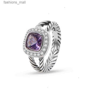 Damen-Designer-Band DY-Ring für Damen, Modeschmuck, gedrehte Luxus-Hochzeitsringe aus Silber für klassische eingelegte rote Granat-Zirkon-Verlobungs- und Geburtstagsringe