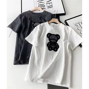 T-shirts Spring and Summer Three Dimensional Relief Cartoon Bear Korean Version Of Loose Baby Children's Short-Sleeved T-Shirt 230427