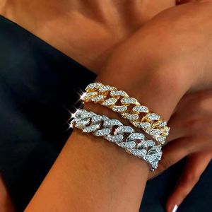 Moda lodowa bransoletka Diamond Rhinestone Cuban Link Naszyjnik dla mężczyzn i kobiet biżuteria hip-hopowa biżuteria