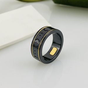 Cluster Rings Couple's Ring Ceramic 18k Rose Gold Black and White 2G Ring Golden Edge Design 10 Colors High Quality For Couple Men Women