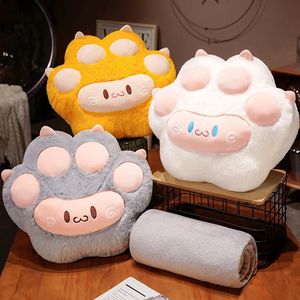 Blanket The pillow is covered with multifunctional cartoon soft and cute cat paws warm hands nap cushions flannel Blanket 231124