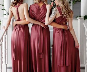 Vestidos casuais rosewood até o chão longo maxi infinito conversível envoltório formal sexy dama de honra noite coquetel de casamento 230426