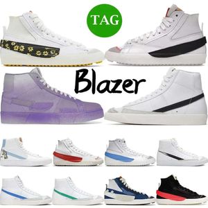 디자이너 Blazer Mid 77 빈티지 남성 캐주얼 신발 블레이저 여자 검은 색 밝은 크림슨 백색 하바네로 레드 스포츠 운동화 트레이너